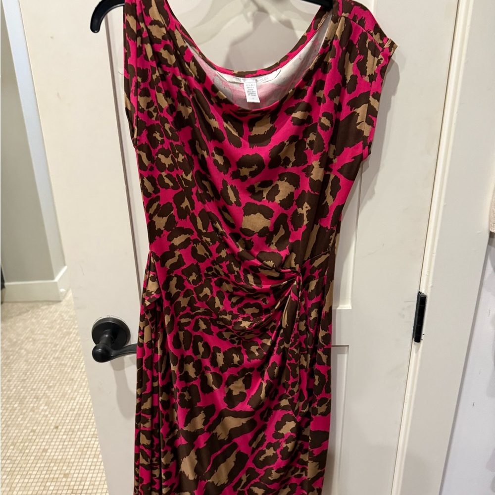 Diane Von Furstenberg Pink and Brown Midi Dress